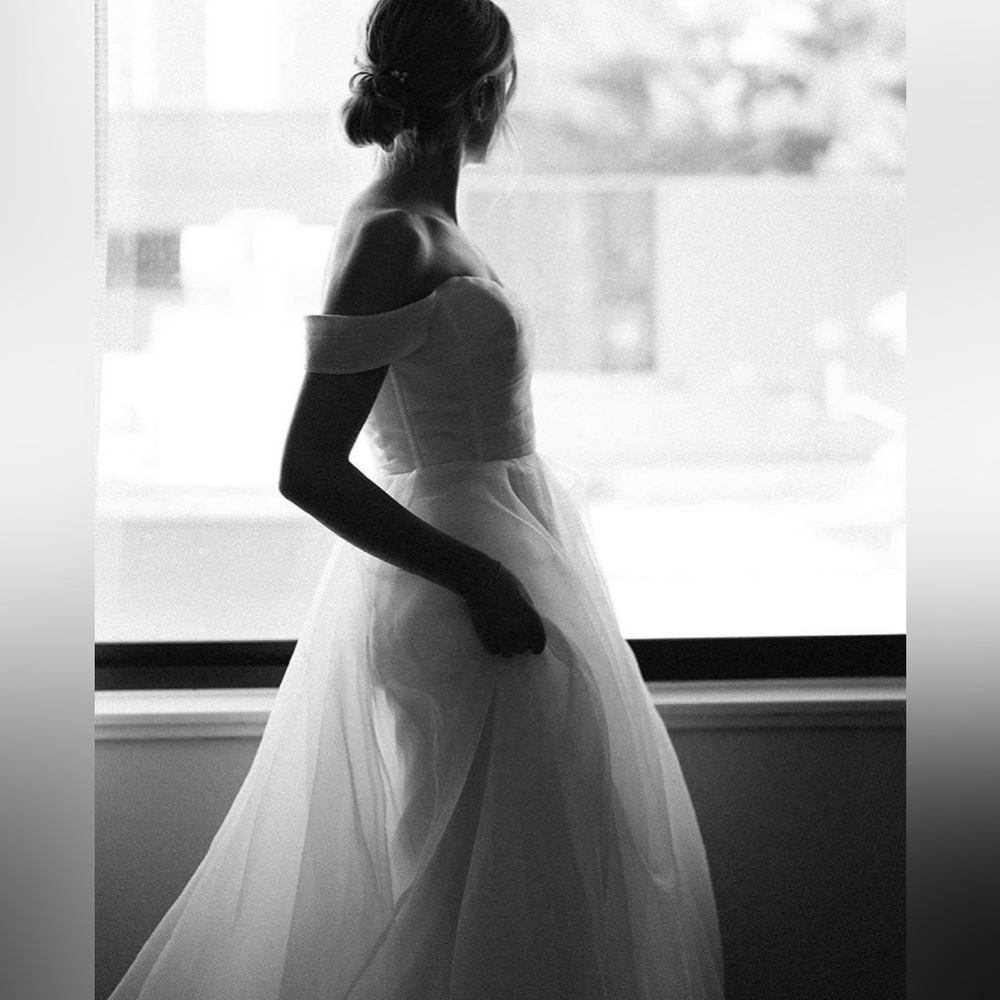 Jenny Yoo White Off-the-Shoulder A-Line Wedding Dress - Picture 2 of 16